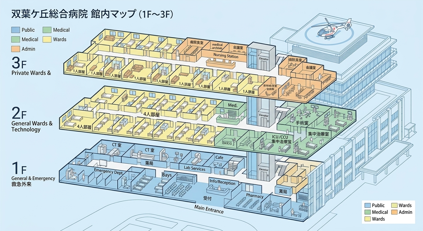 双葉ケ丘総合病院 館内マップ